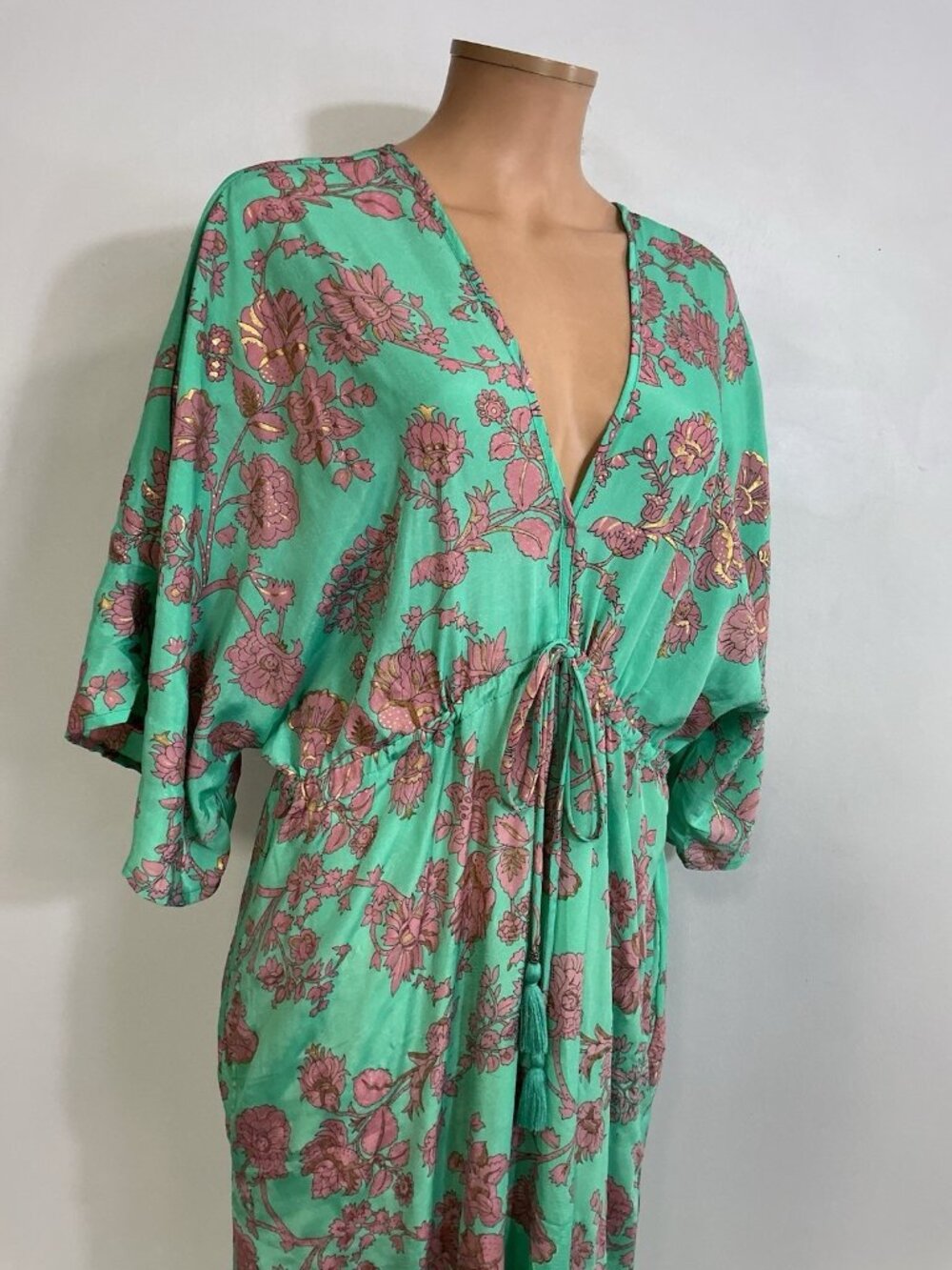 Green Floral Pool Maxi Cover-Up Slit Dress Muumuu Womens XL - Picture 3 of 8